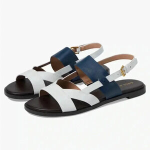 Cole Haan Sandals White Blue Leather Strap Fawn Sandals Shoes NWB Size 11 Buckle